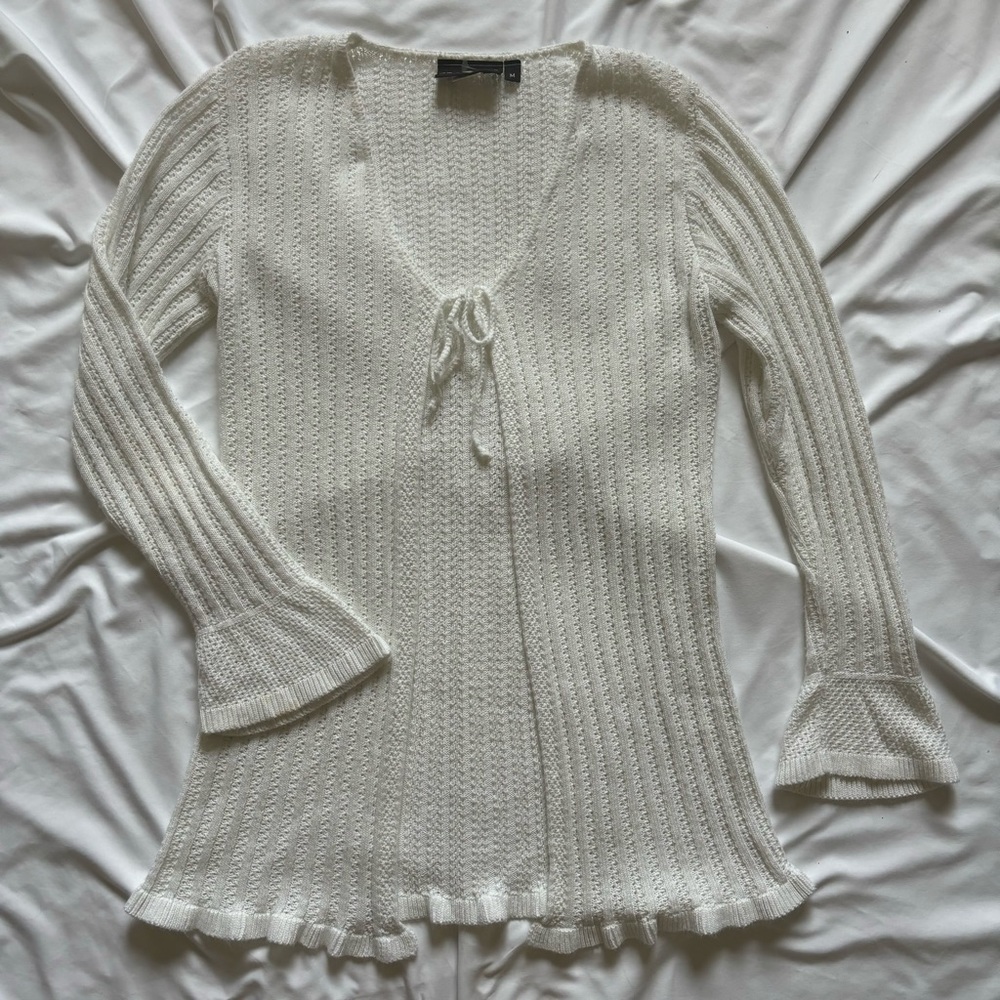 SOLD!! It’s our time white front tie cardigan